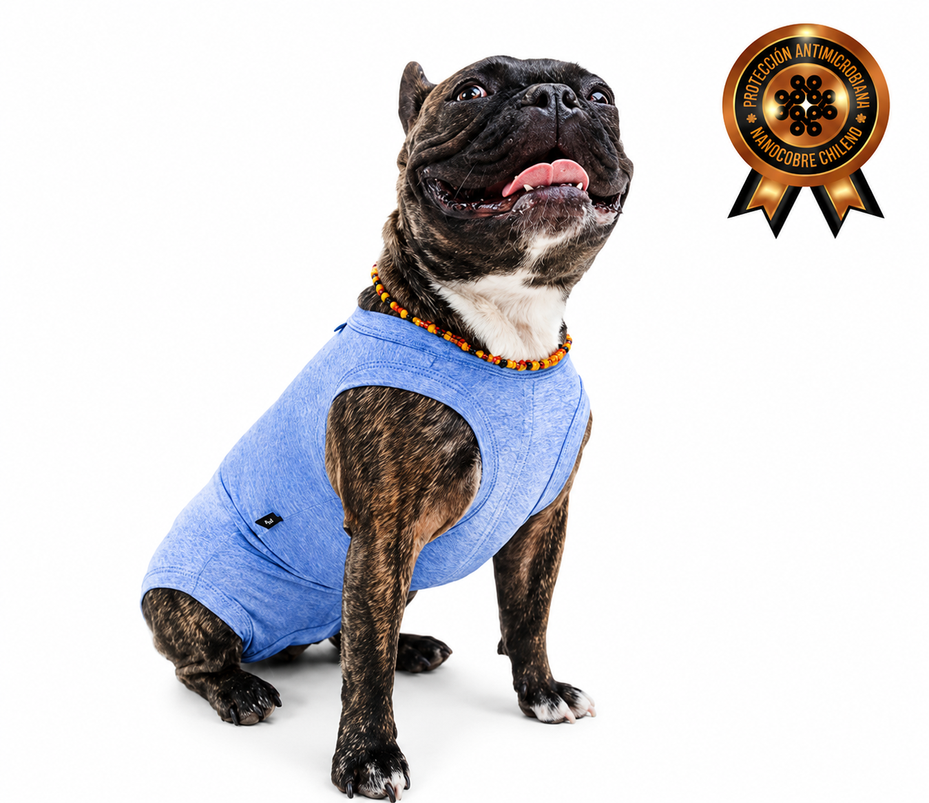 Body antimicrobiano nano cobre perro pequeño azul.  Talla 0.0 a 4