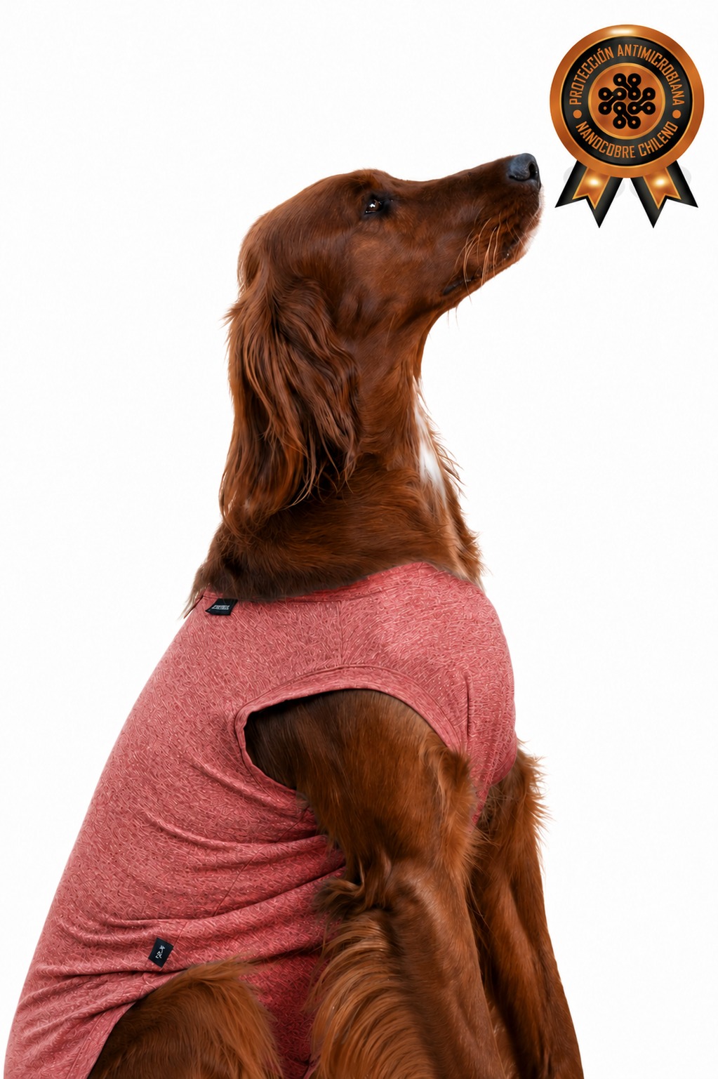 Body antimicrobiano nano cobre perro grande rojo. Talla 12 a 17