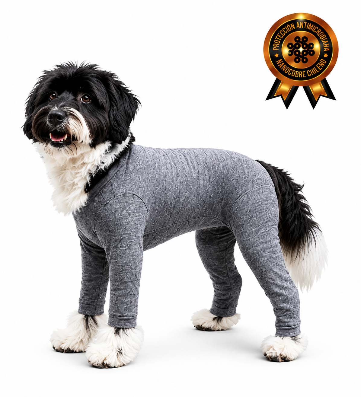 Body antimicrobiano nano cobre patitas y castración perro gris. Talla 0.0 a 4